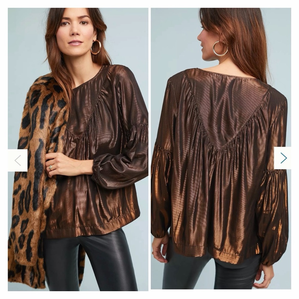 Anthropologie Amadi Merry Metallic Blouse